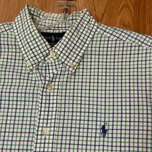 Ralph Lauren Men's Green and Blue Checkered Shirt. Men’s L
